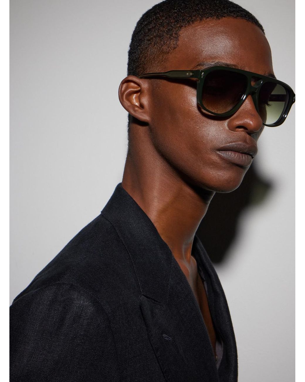 Jacques Marie Mage Black Leonard Double-Bridge Aviator-Style Acetate Sunglasses for men