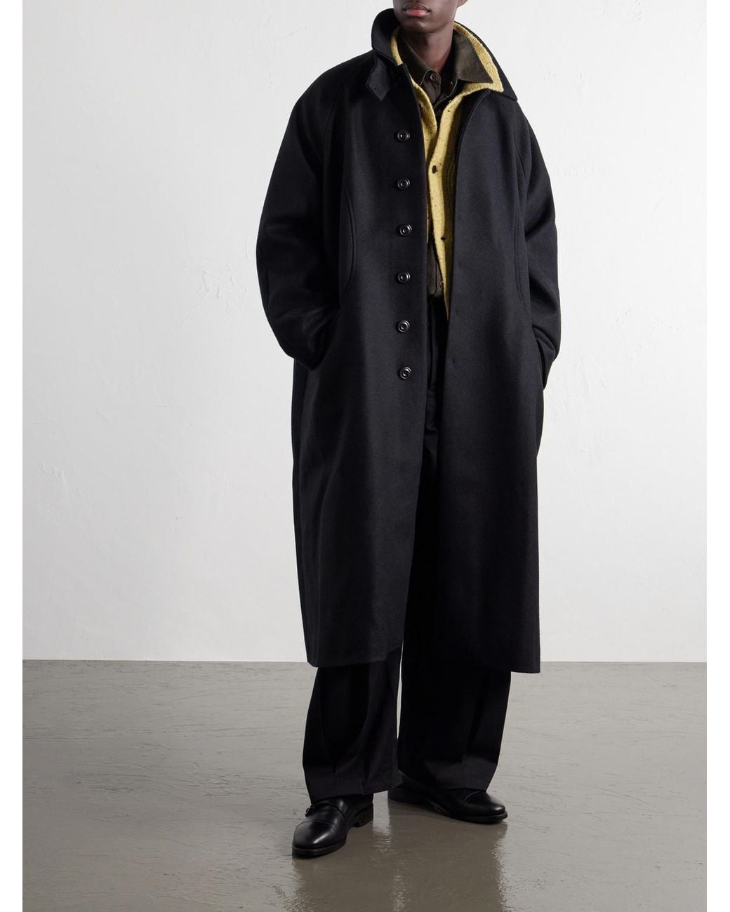 SAGE NATION Blue Takeshi Melton Wool Coat for men