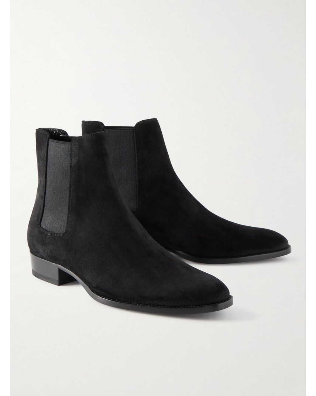 Saint Laurent Black Wyatt 30 Suede Boot for men