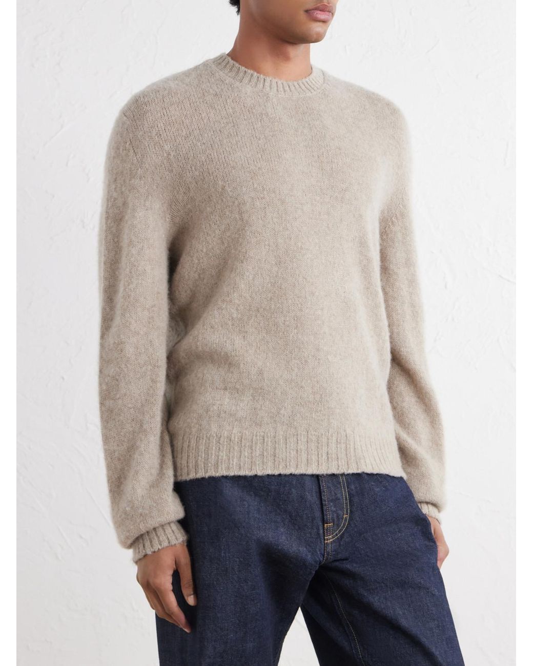 De Bonne Facture White Shaggy Sheep Wool Sweater for men