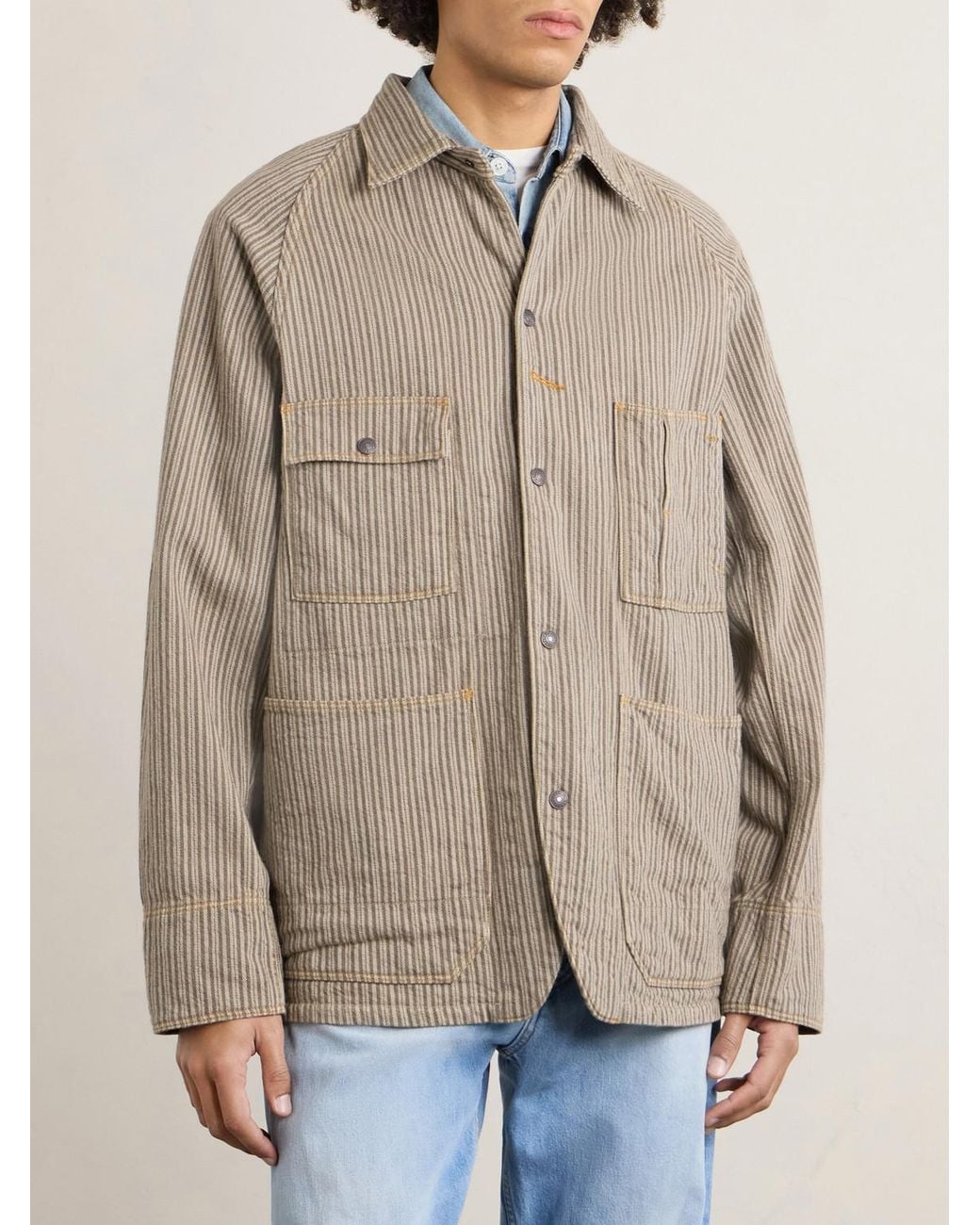 Kapital Natural Pinstriped Cotton-blend Twill Jacket for men