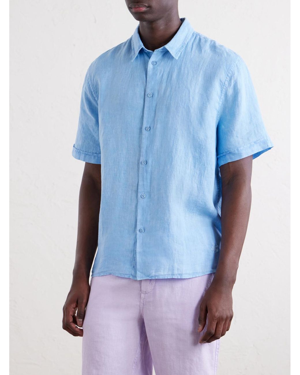 Vilebrequin Blue Linen Shirt for men