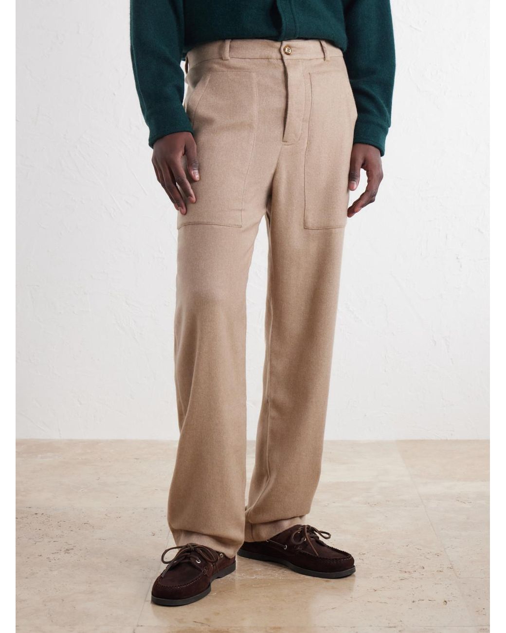 God's True Cashmere Natural Straight-Leg Cashmere-Canvas Trousers for men