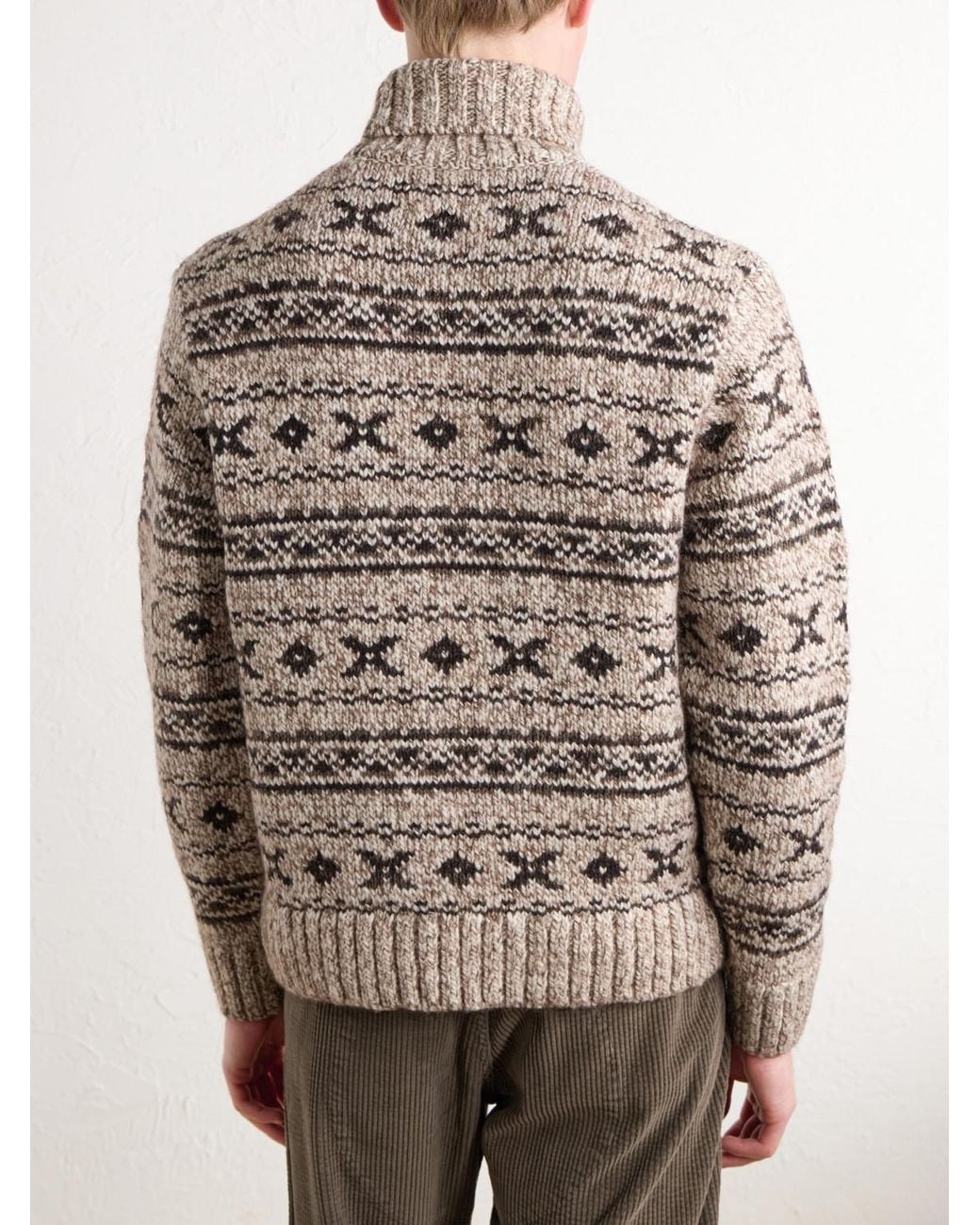 RRL White Fair Isle Wool-Blend Jacquard Rollneck Sweater for men
