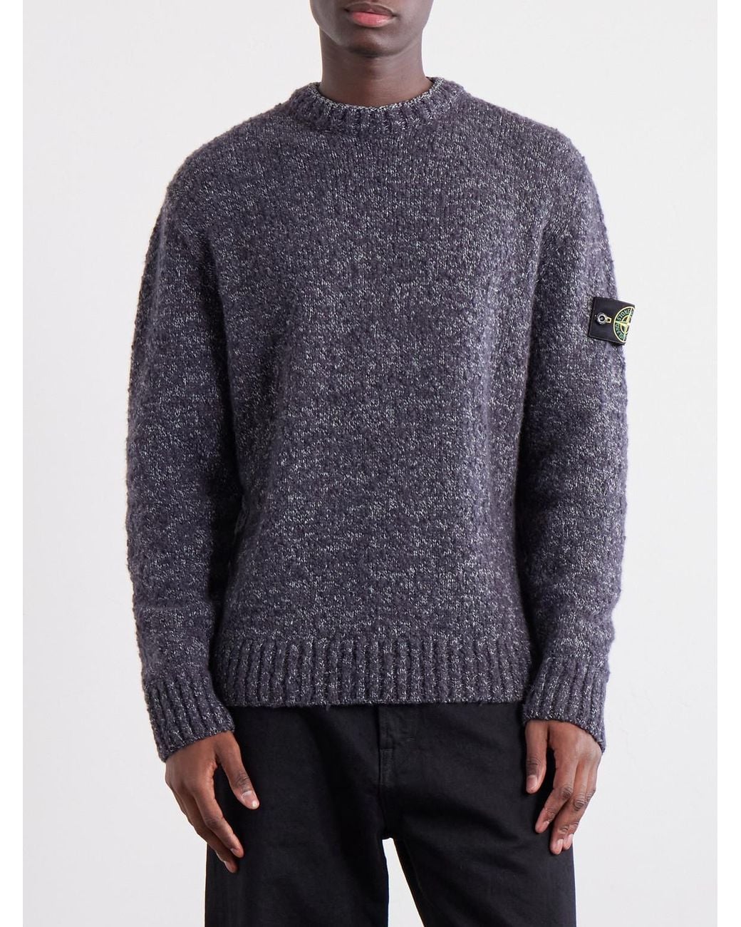 Stone Island Blue Virgin Wool-Nylon Sweater for men