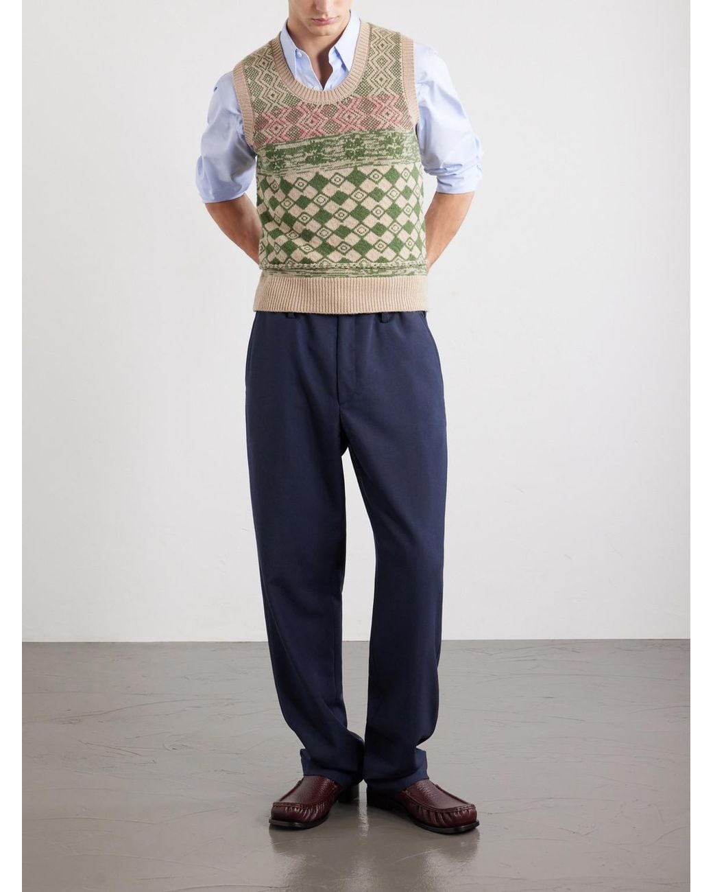Dries Van Noten Green Mahoba Wool-jacquard Sweater Vest for men