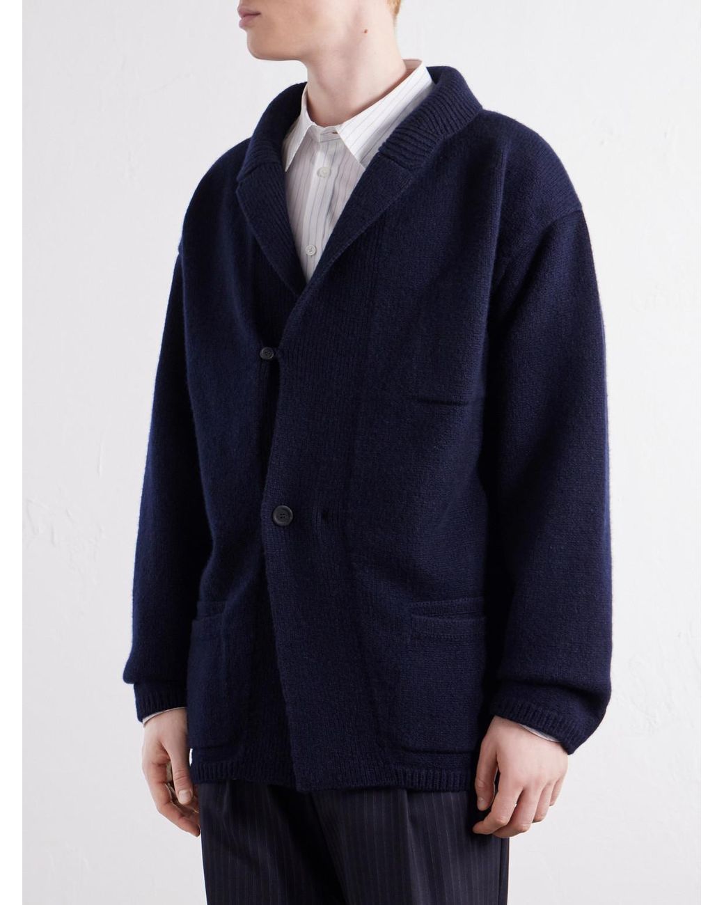 Inis Meáin Blue Wool And Cashmere-Blend Cardigan for men