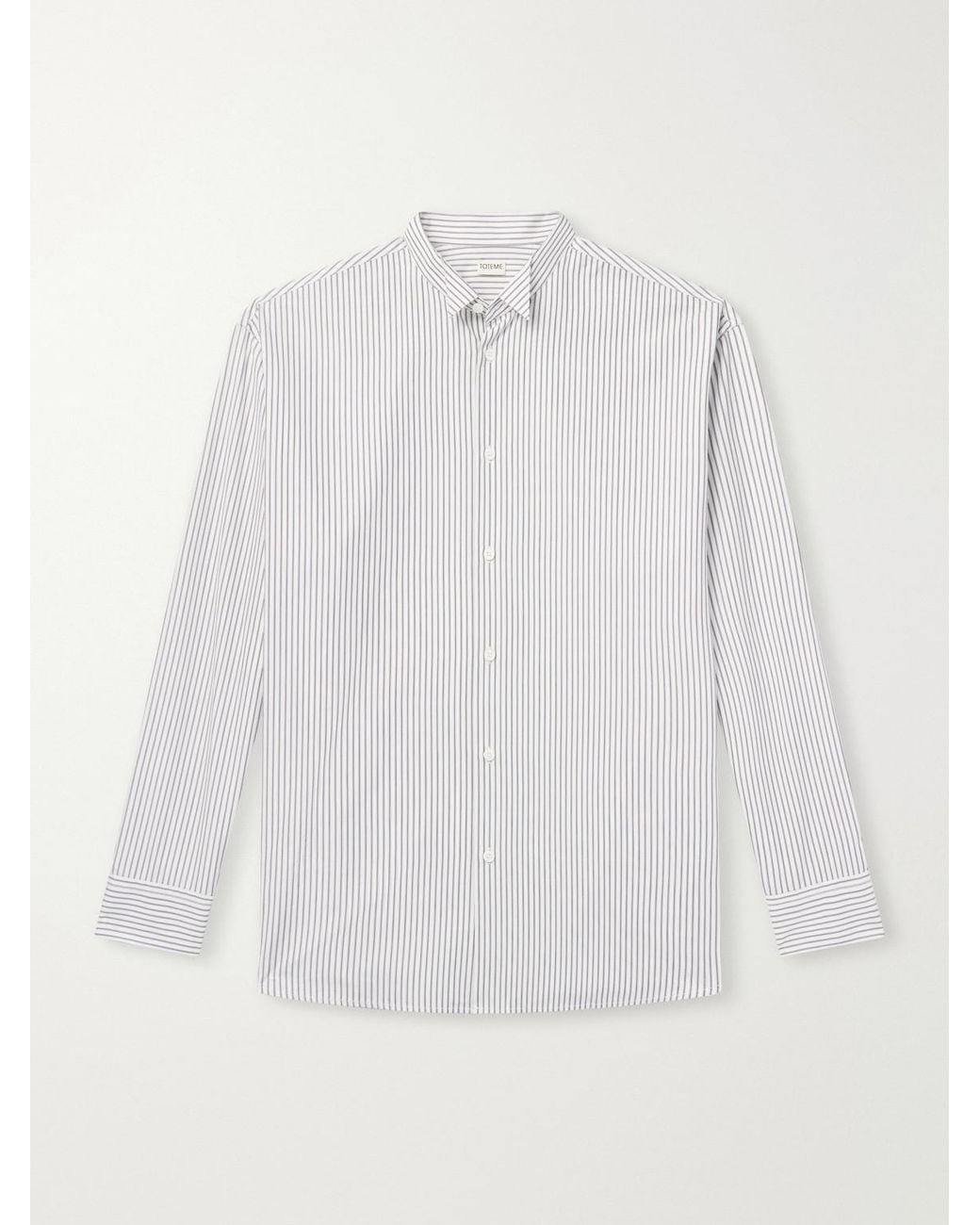 Totême White Striped Cotton-Poplin Shirt for men