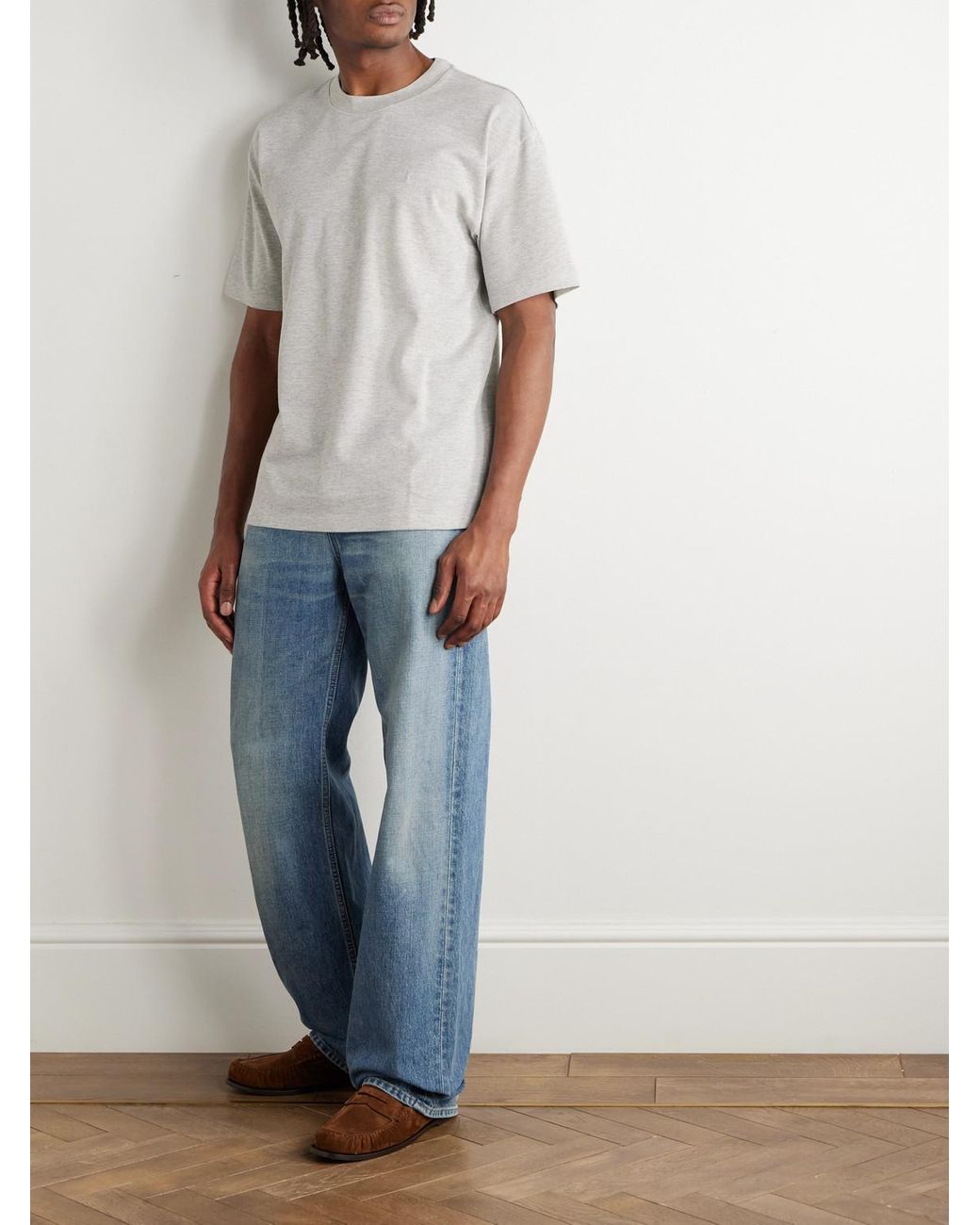 Saint Laurent White Cotton-blend Piqué T-shirt for men