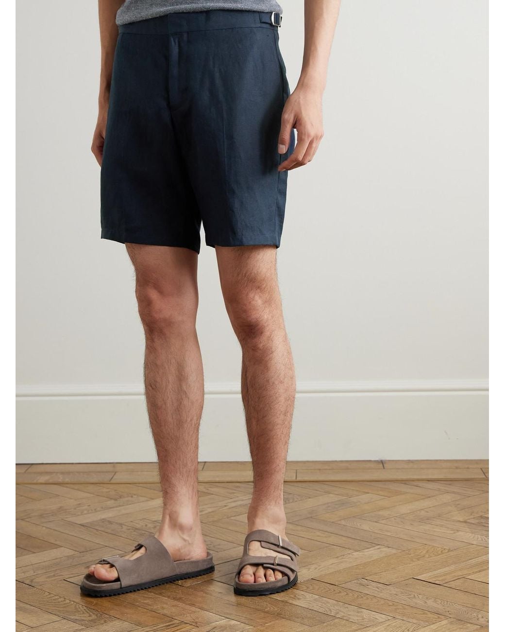 Orlebar Brown Blue Norwich Straight-Leg Linen Shorts for men