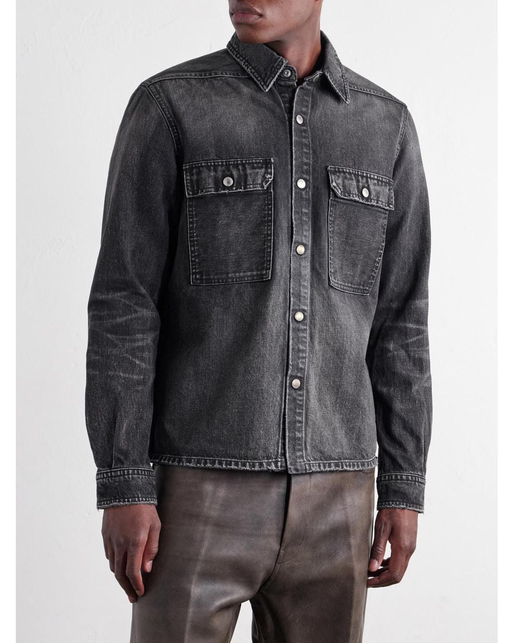 Rick Owens Black Denim Overshirt for men