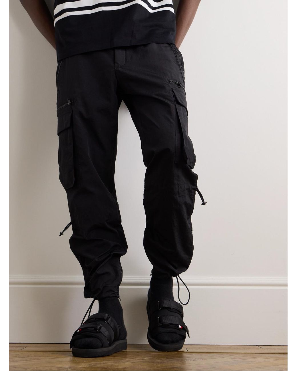 Moncler Black Slideworks Canvas Slide for men