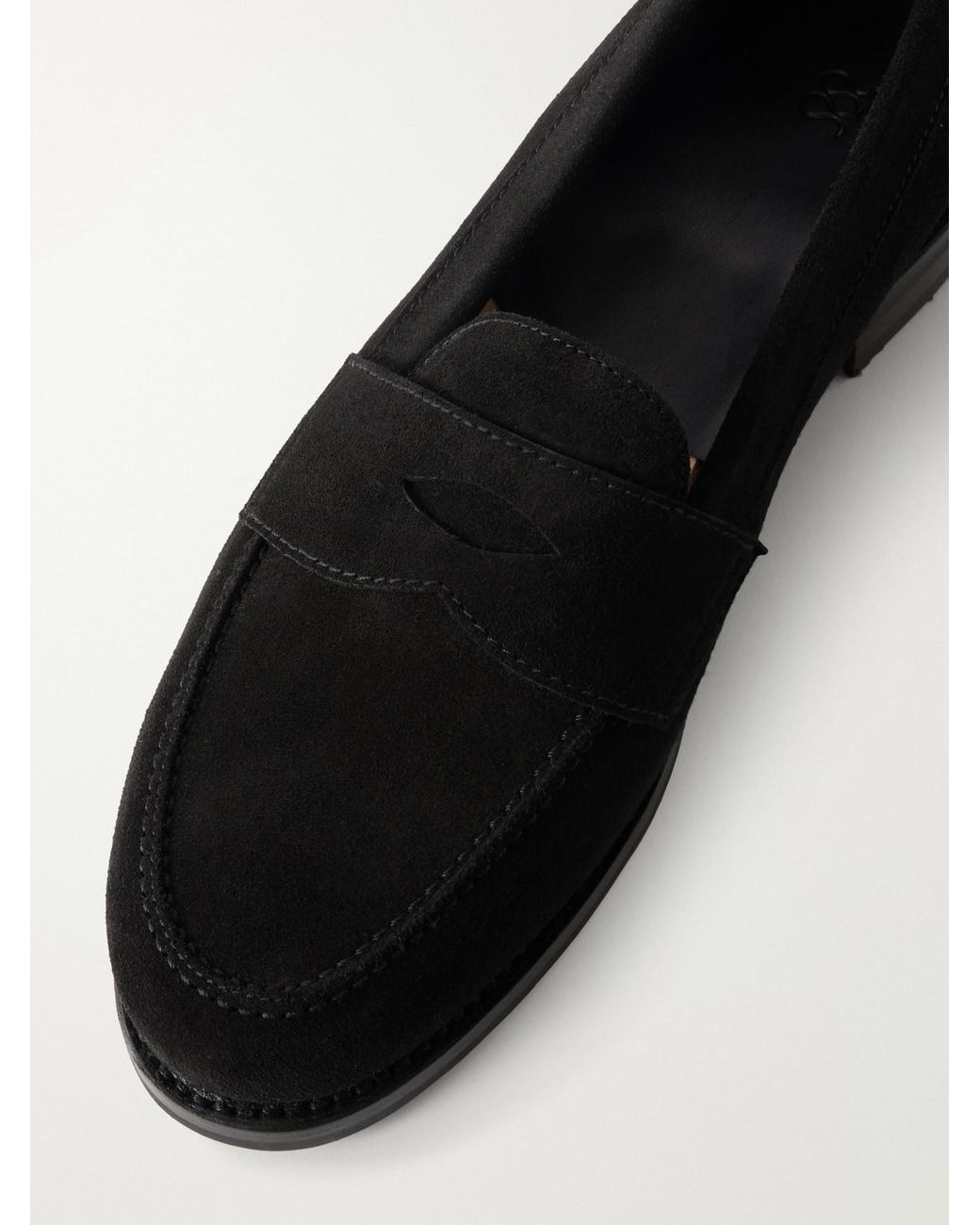 Morjas Black The Ivy Suede Penny Loafers for men