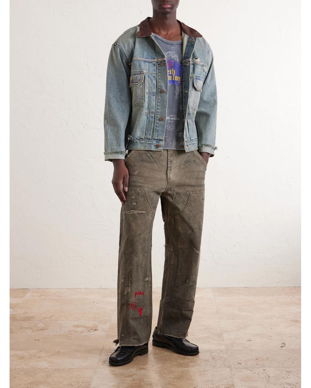 Paly Hollywood Blue Buffalo 66 Distressed Denim Jacket for men