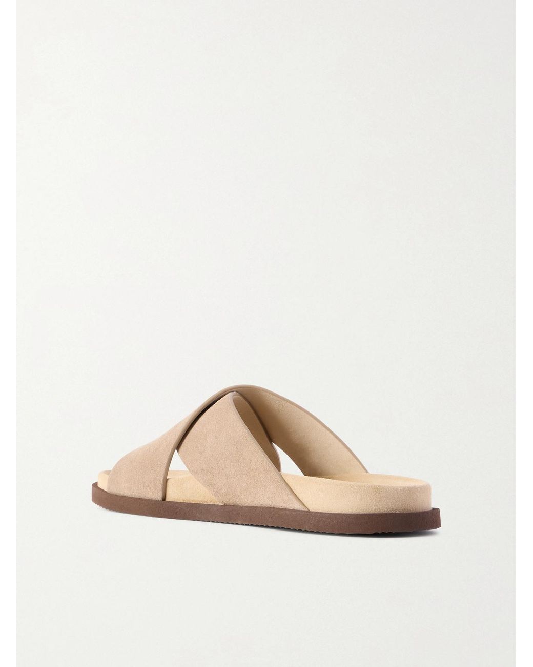 Brunello Cucinelli White Suede Slides for men