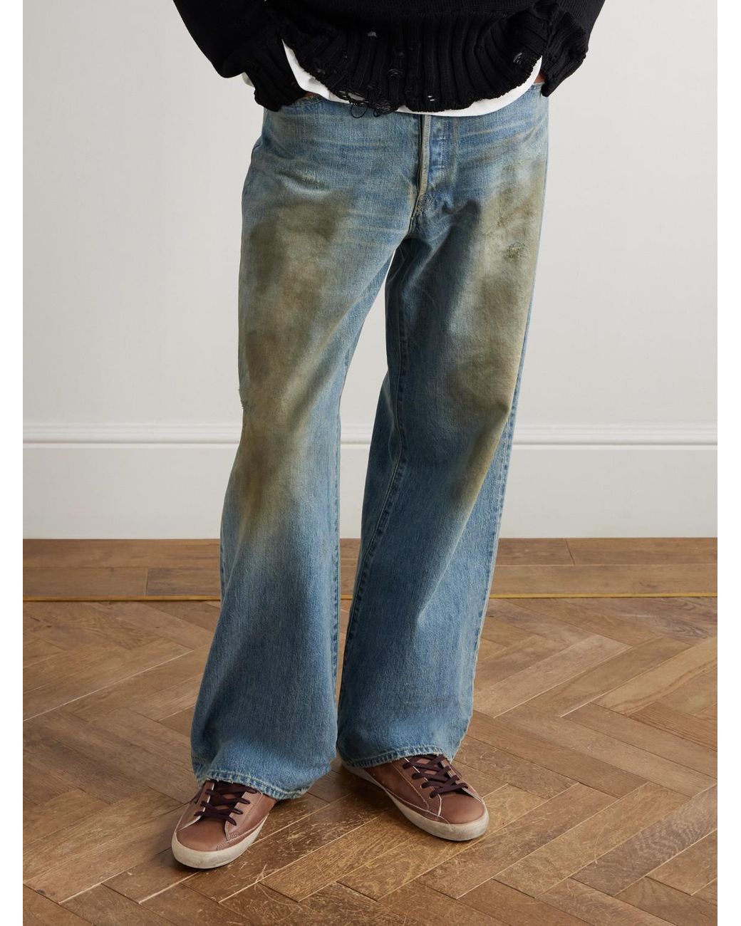 Golden Goose Deluxe Brand Brown Super-Star Private Edt Distressed Suede-Trimmed Leather Sneakers for men