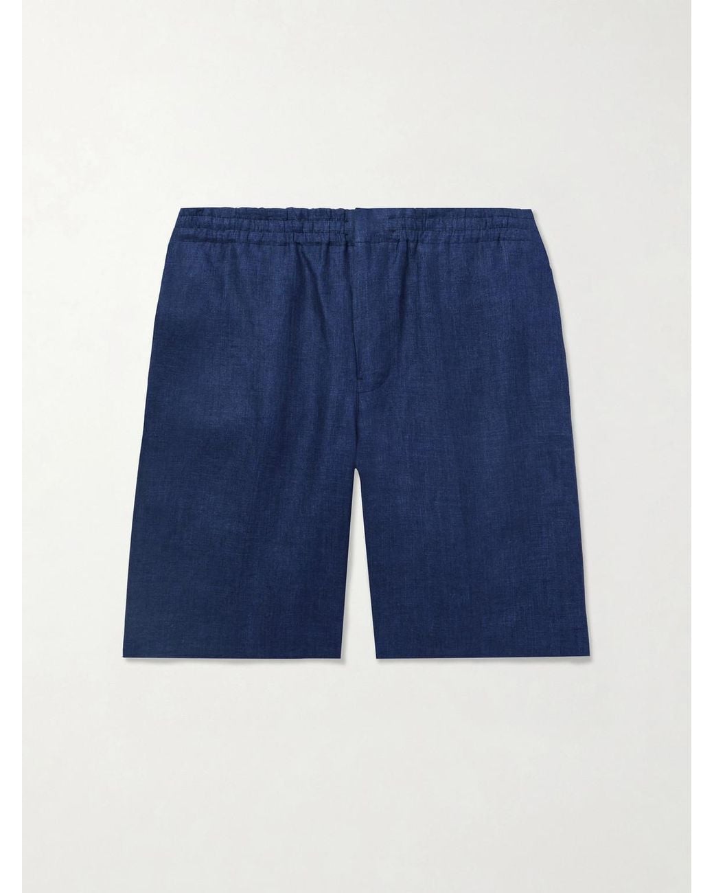 Zegna Blue Straight-Leg Oasi Linen Shorts for men
