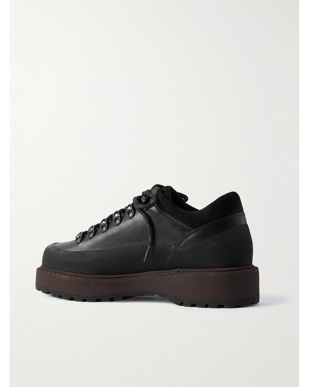 Diemme Black Cornaro Gomma Rubber And Suede-Trimmed Leather Sneakers for men