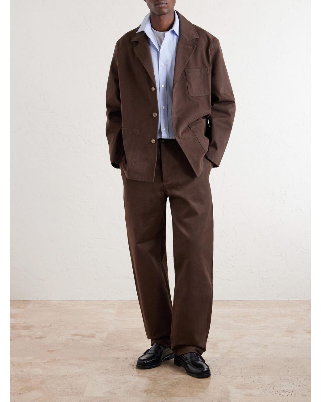 De Bonne Facture Brown Traveler Cotton-Twill Suit Jacket for men