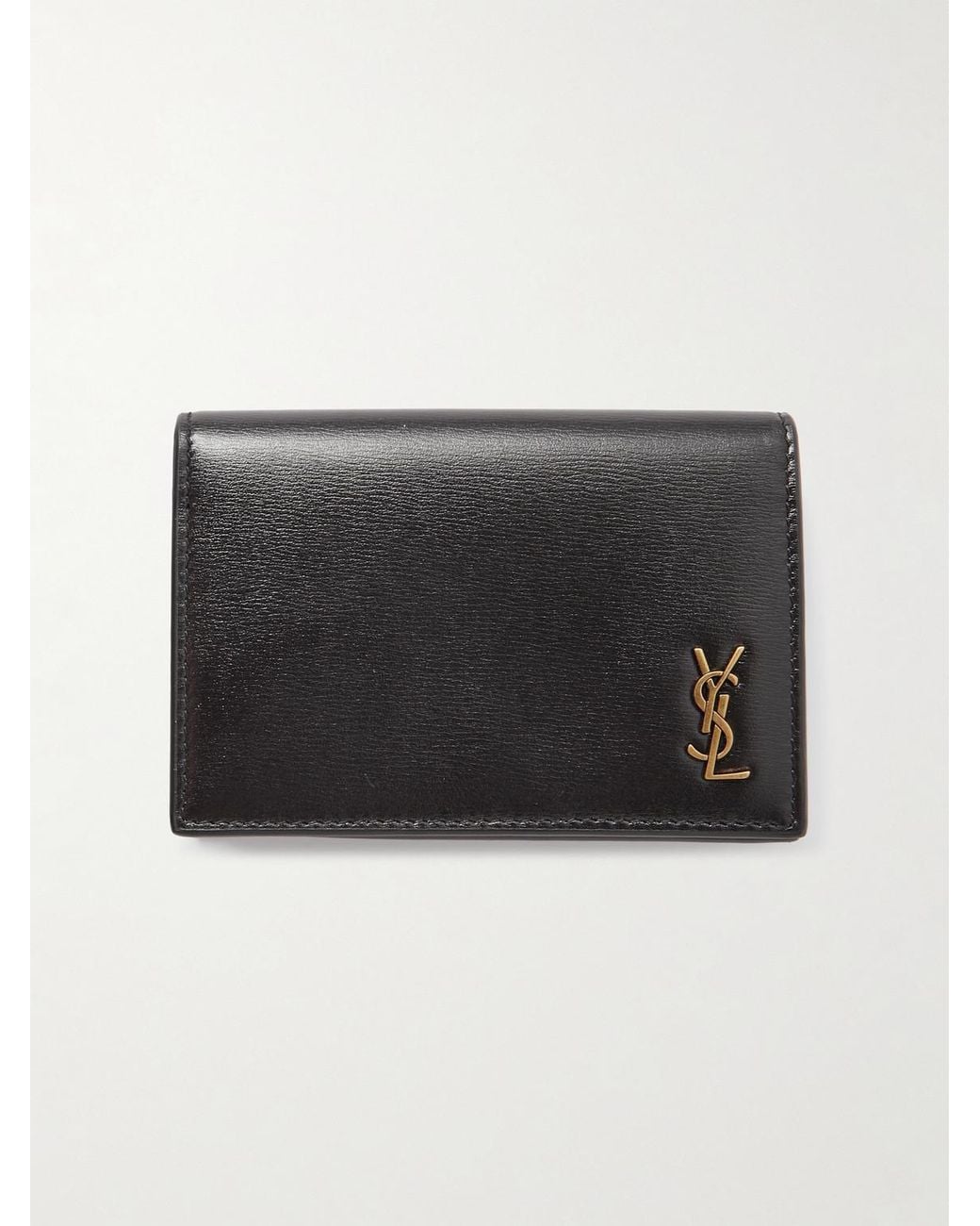 Saint Laurent Black Logo-Appliquéd Leather Cardholder for men