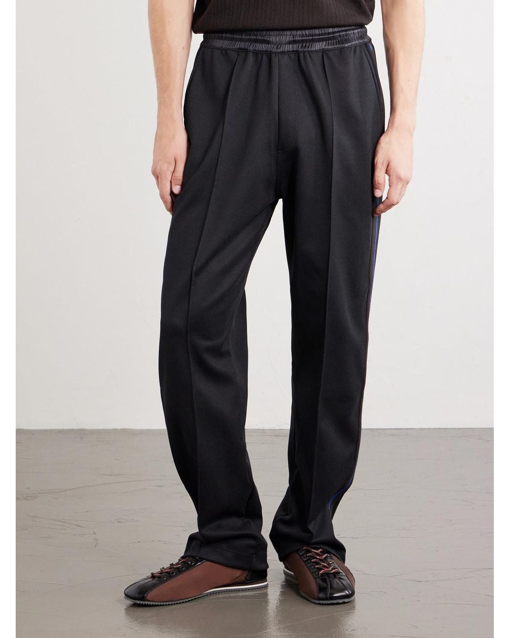 Wales Bonner Black Form Straight-Leg Striped Jersey Sweatpants for men