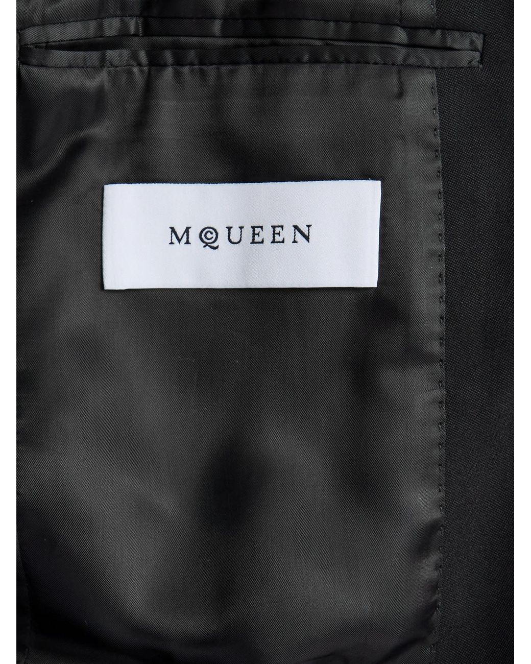 McQueen Black Slim-Fit Crystal-Embellished Wool Blazer for men