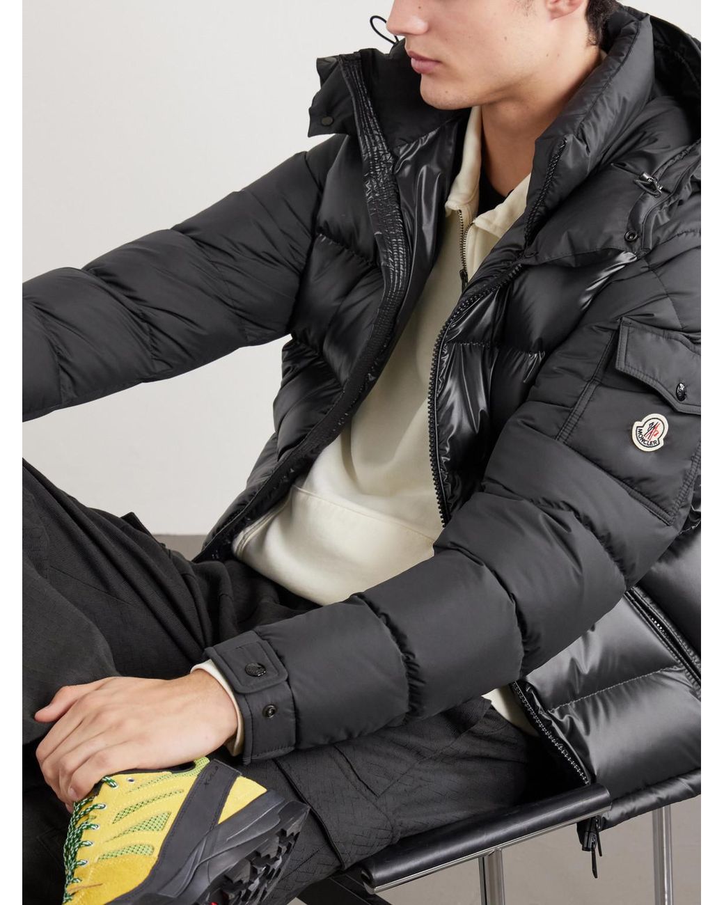 Moncler Black Maya Hooded Quilted Shell Down Jacket for men
