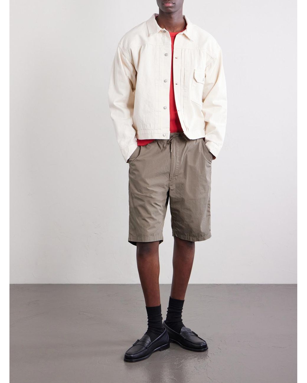 Orslow Gray New Yorker Straight-leg Cotton Shorts for men