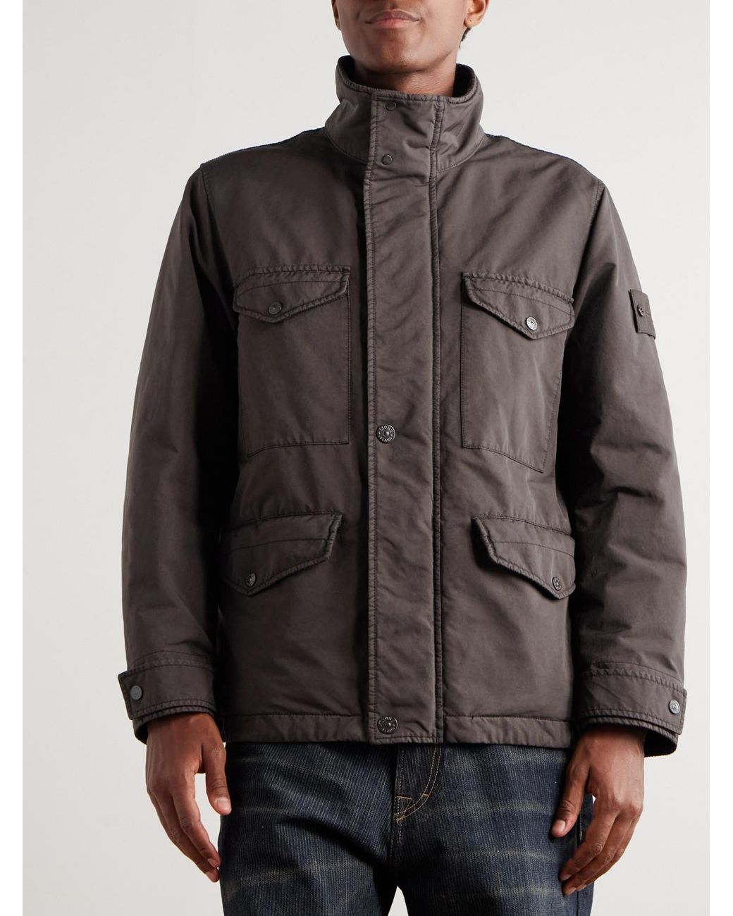 Stone Island Brown Ghost Garment-Dyed Padded David Light-Tc Field Jacket for men