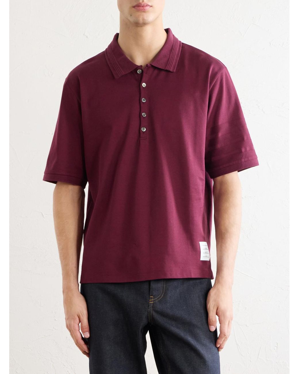 Thom Browne Purple Cotton-Jersey Polo Shirt for men