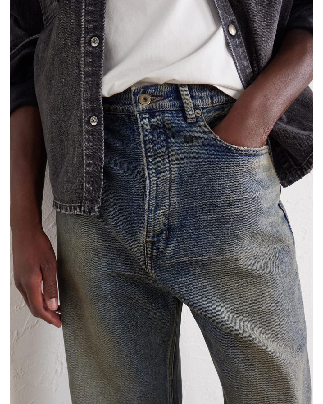 Rick Owens Blue Strobe Wide-Leg Jeans for men