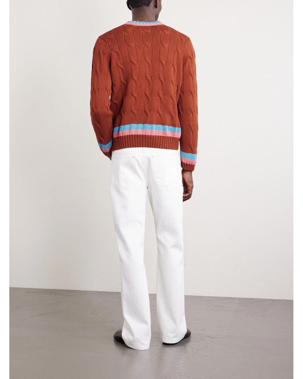 Bode Logo-Embroidered Cable-Knit Cotton Sweater for men