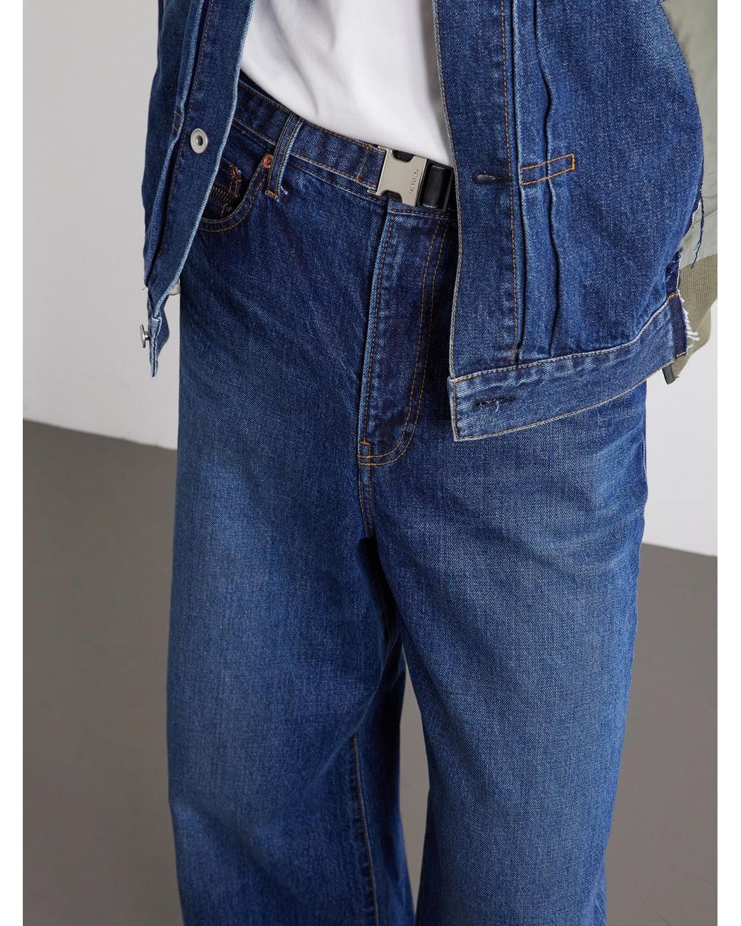 Sacai Blue Belted Wide-leg Jeans for men