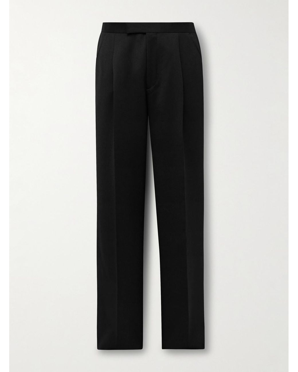 Favourbrook Black Tommy Straight-Leg Grosgrain-Trimmed Pleated Wool Tuxedo Trousers for men