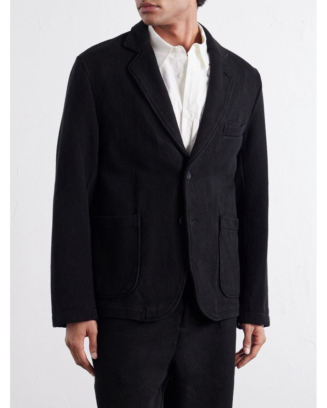 Blue Blue Japan Black Cotton-Sashiko Suit Jacket for men