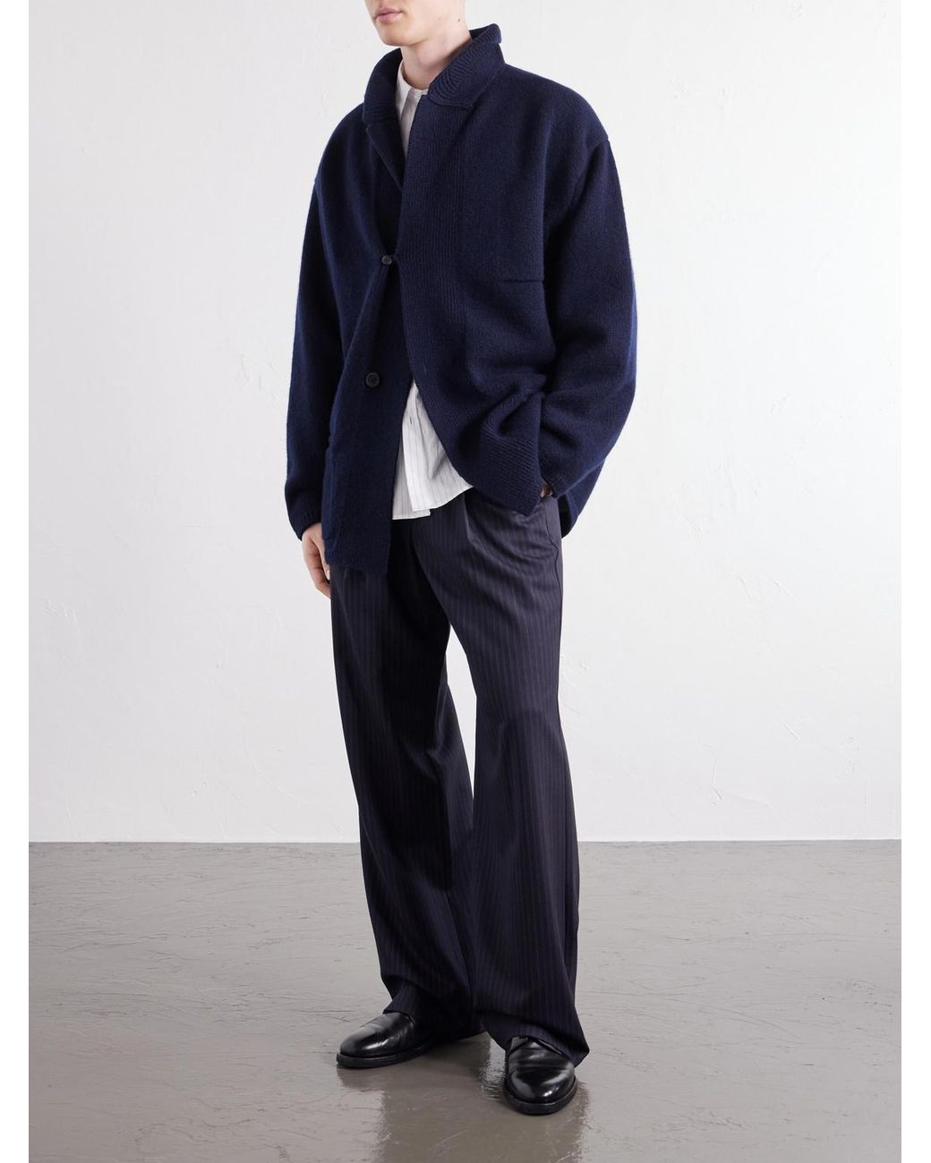 Inis Meáin Blue Wool And Cashmere-Blend Cardigan for men