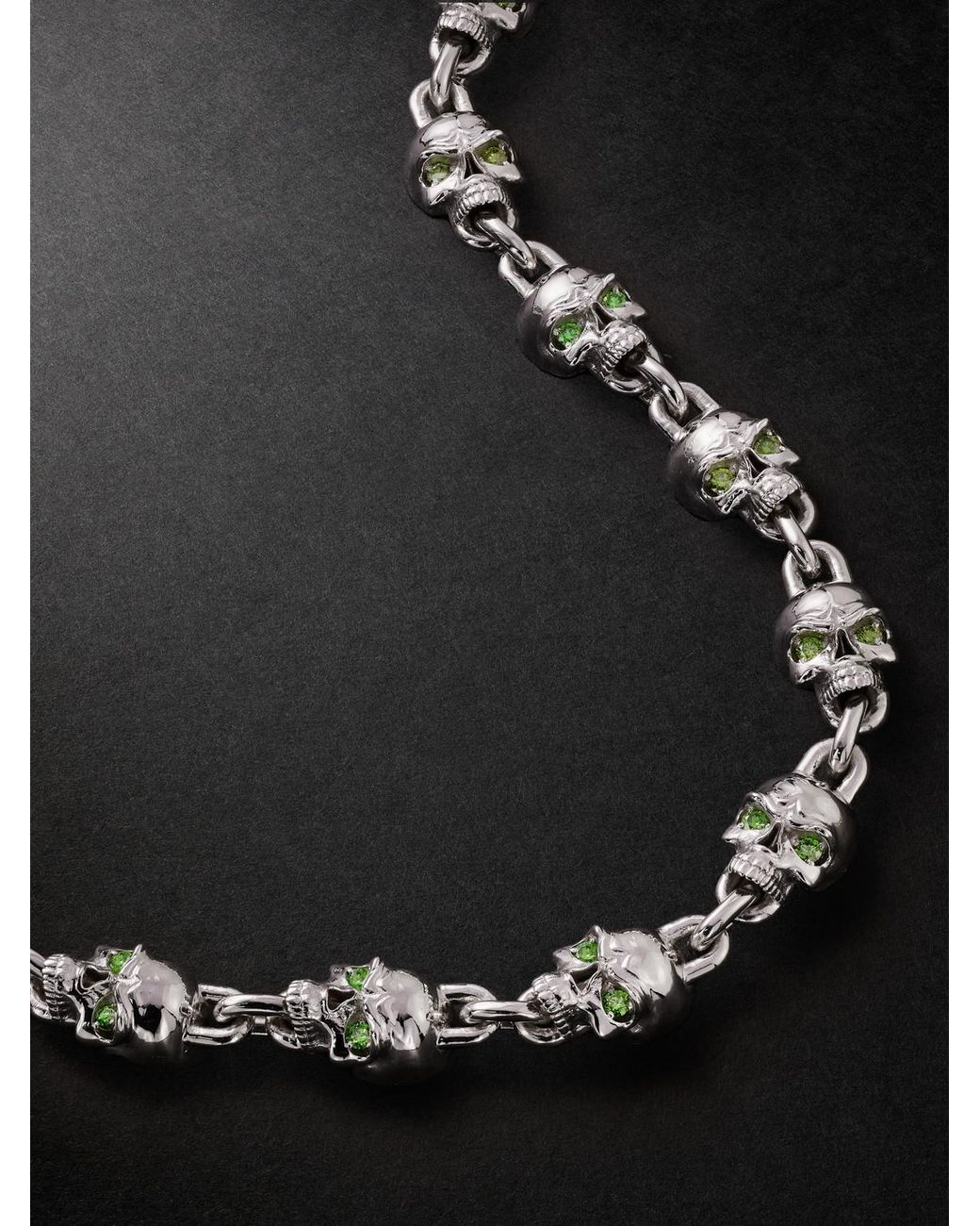 Alex Moss New York Black Dead Head 14-karat White Gold Diamond Chain Necklace for men