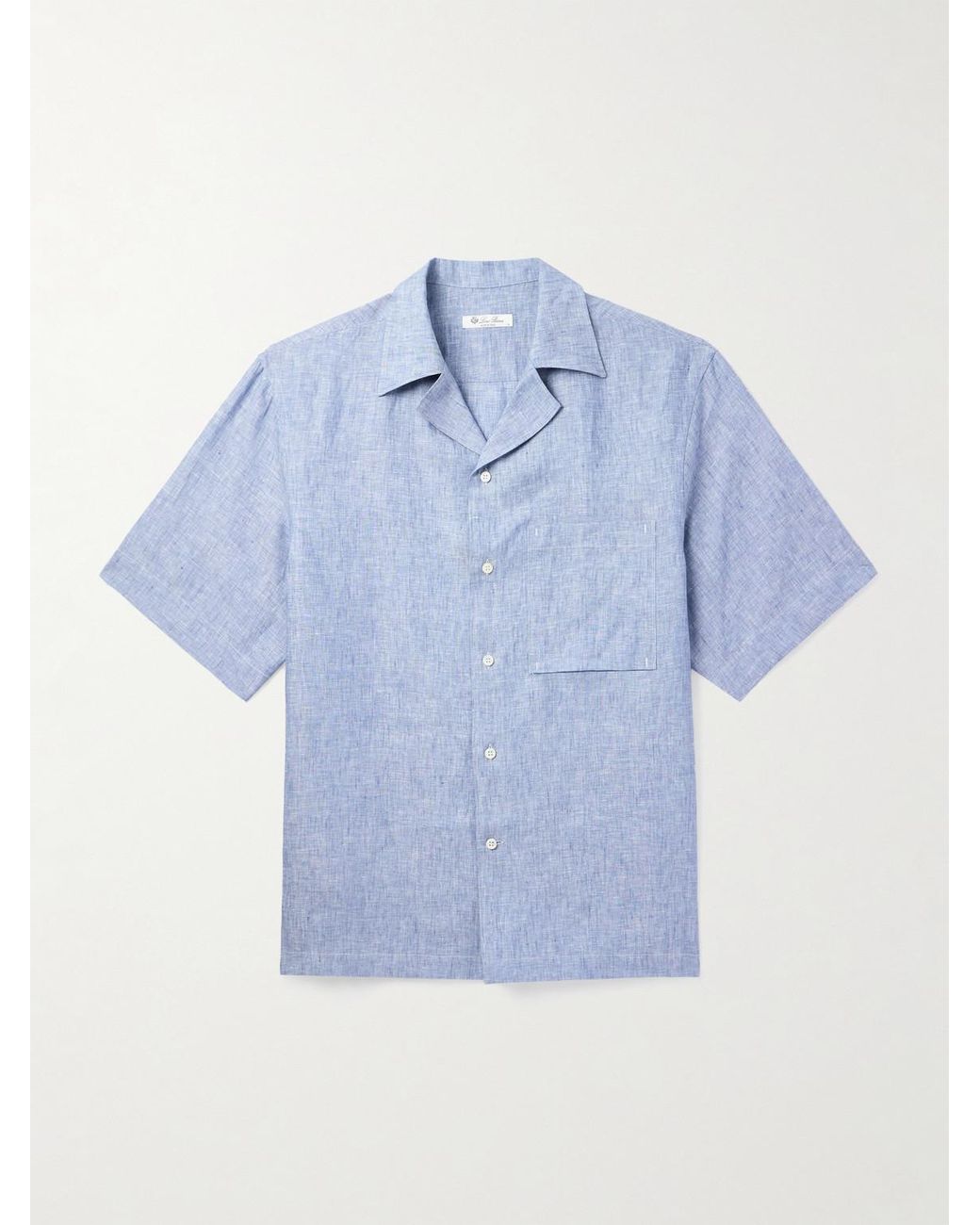 Loro Piana Blue Federico Camp-collar Linen Shirt for men