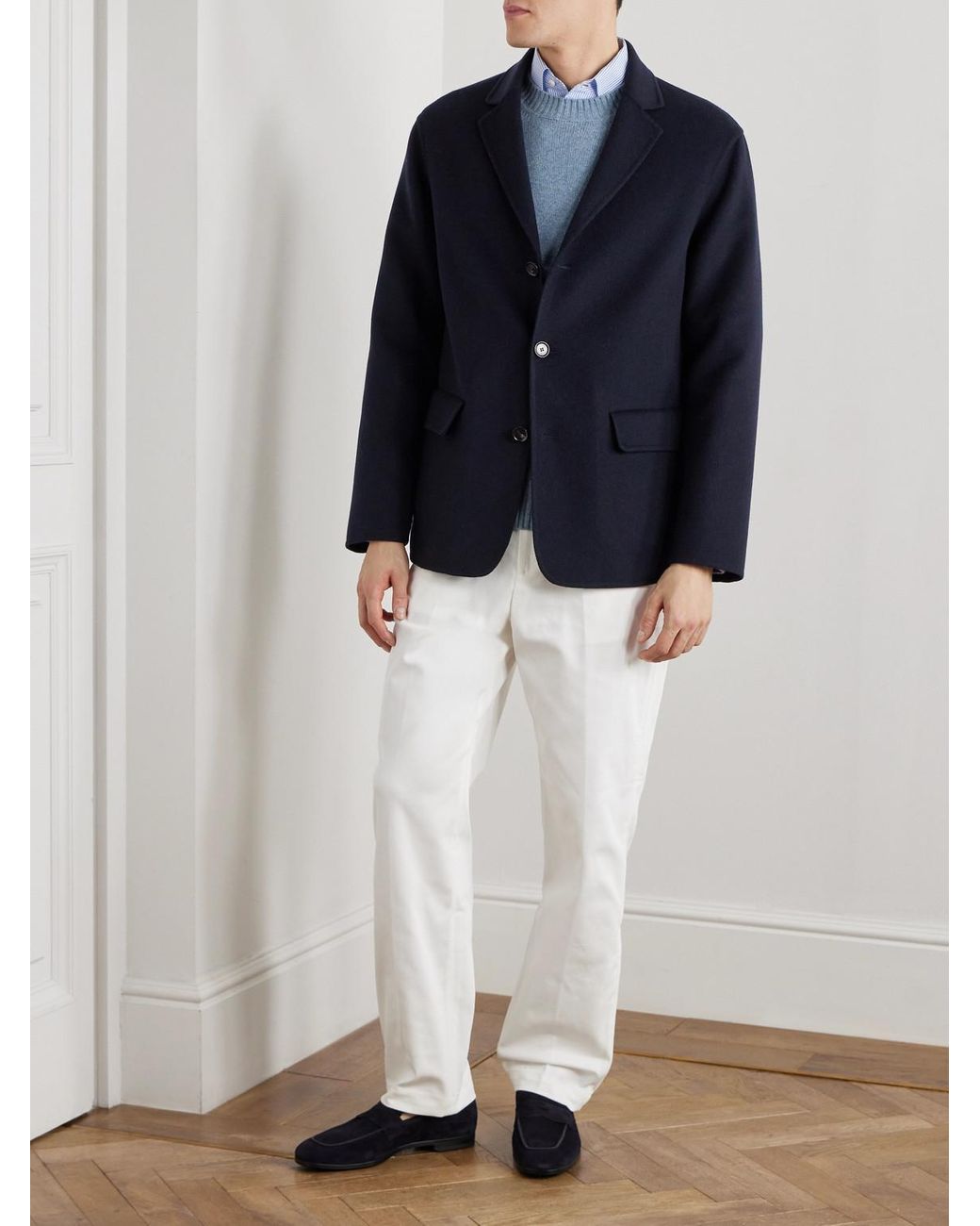 Loro Piana Blue Umberto Unstructured Cashmere Blazer for men
