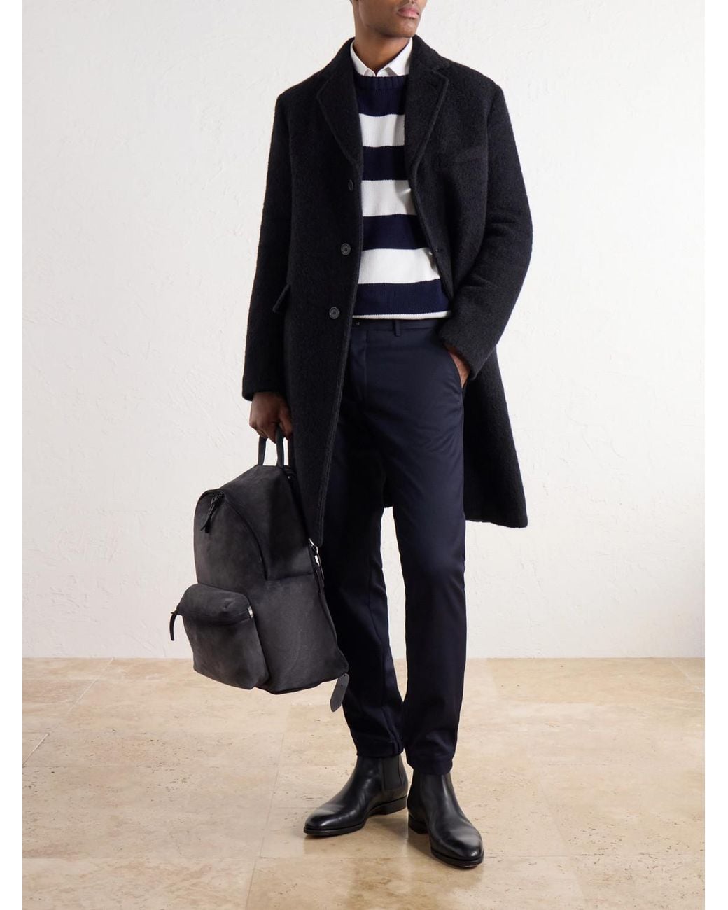 Officine Creative Black Oc Pack/001 Suede Backpack for men