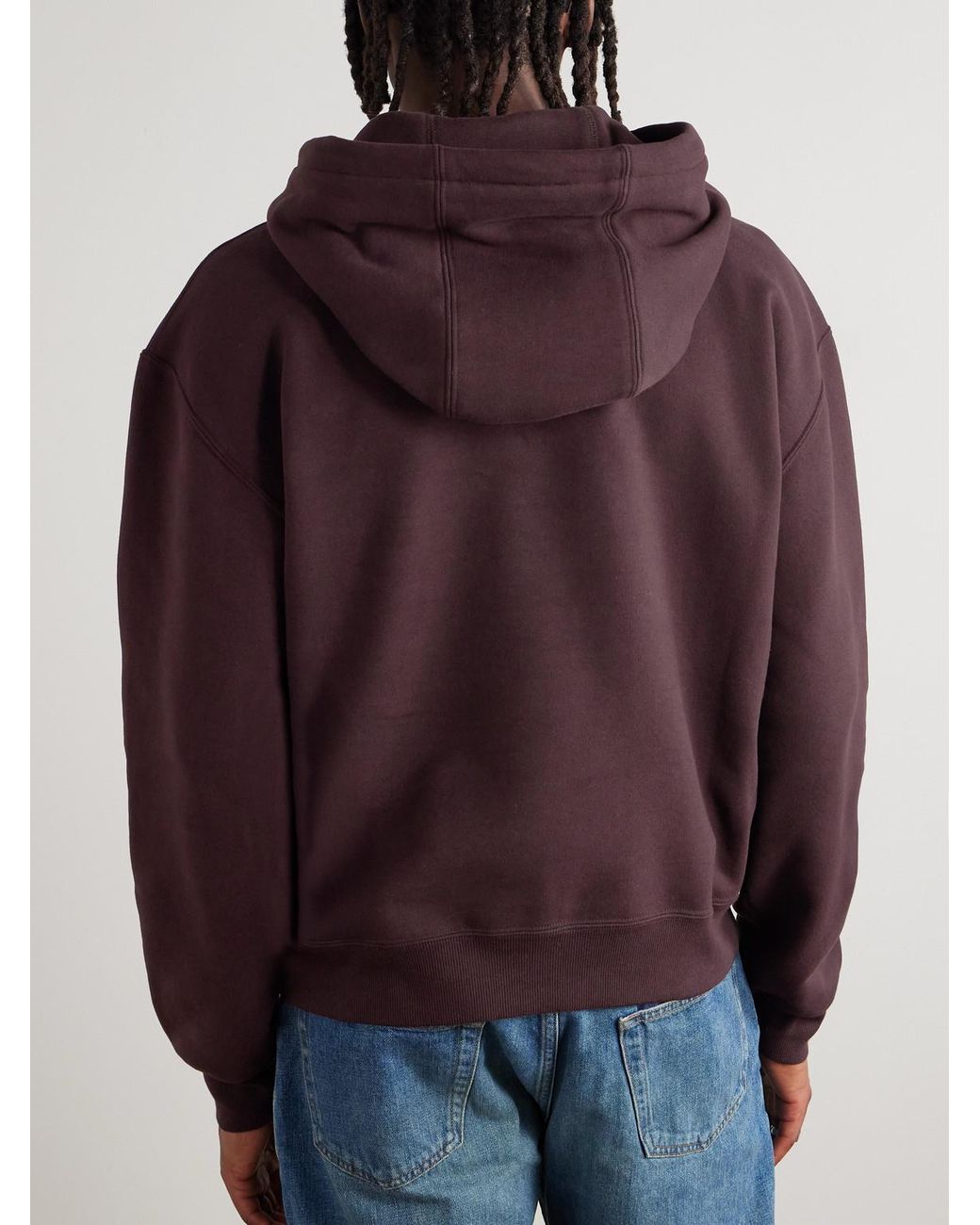 Saint Laurent Purple Logo-embroidered Cotton-jersey Hoodie for men