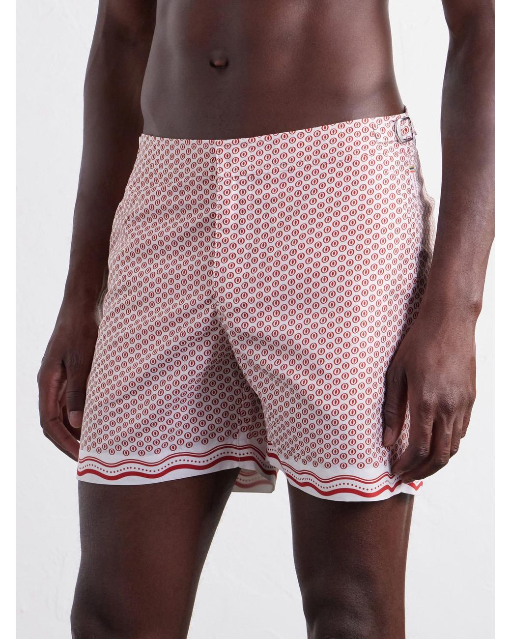 Orlebar Brown Pink Bulldog Straight-Leg Mid-Length Printed Swim Shorts for men
