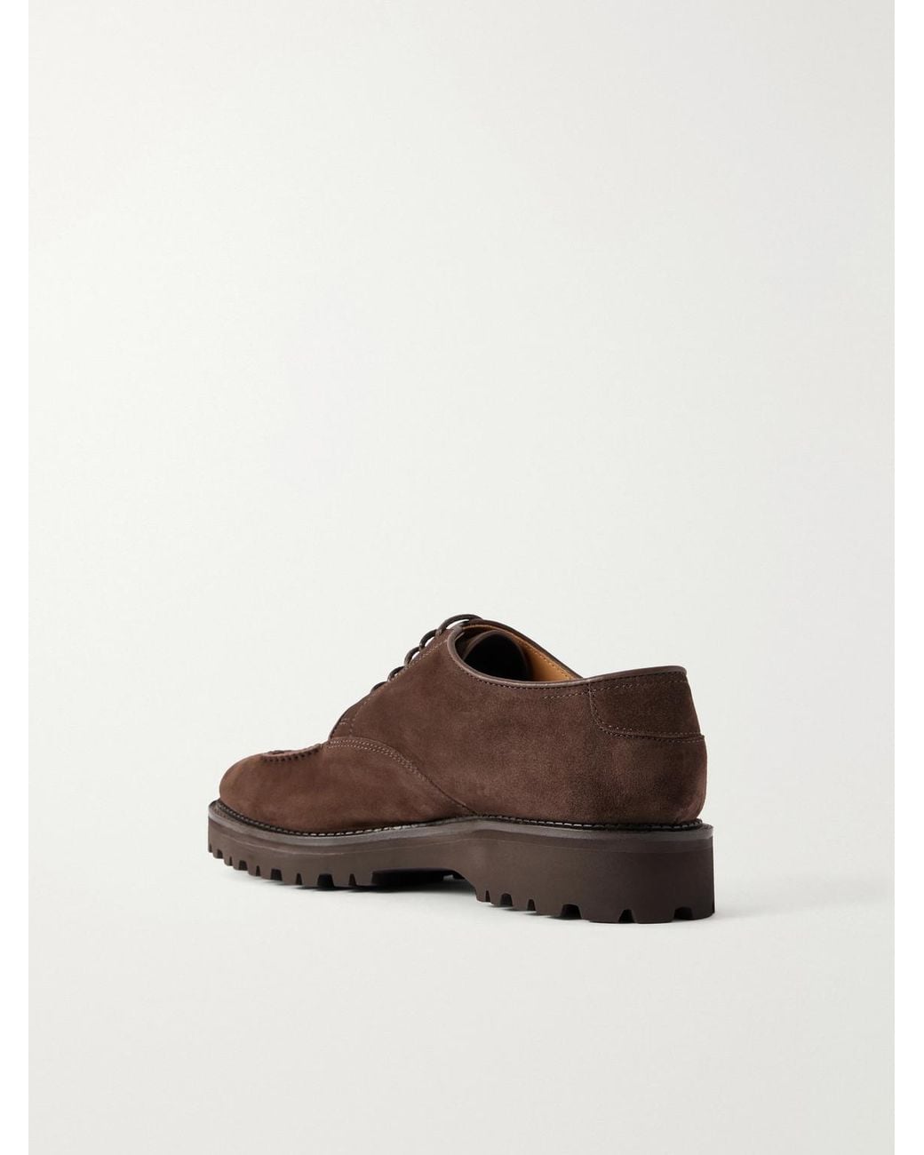 John Lobb Brown Land Suede Derby Shoes for men