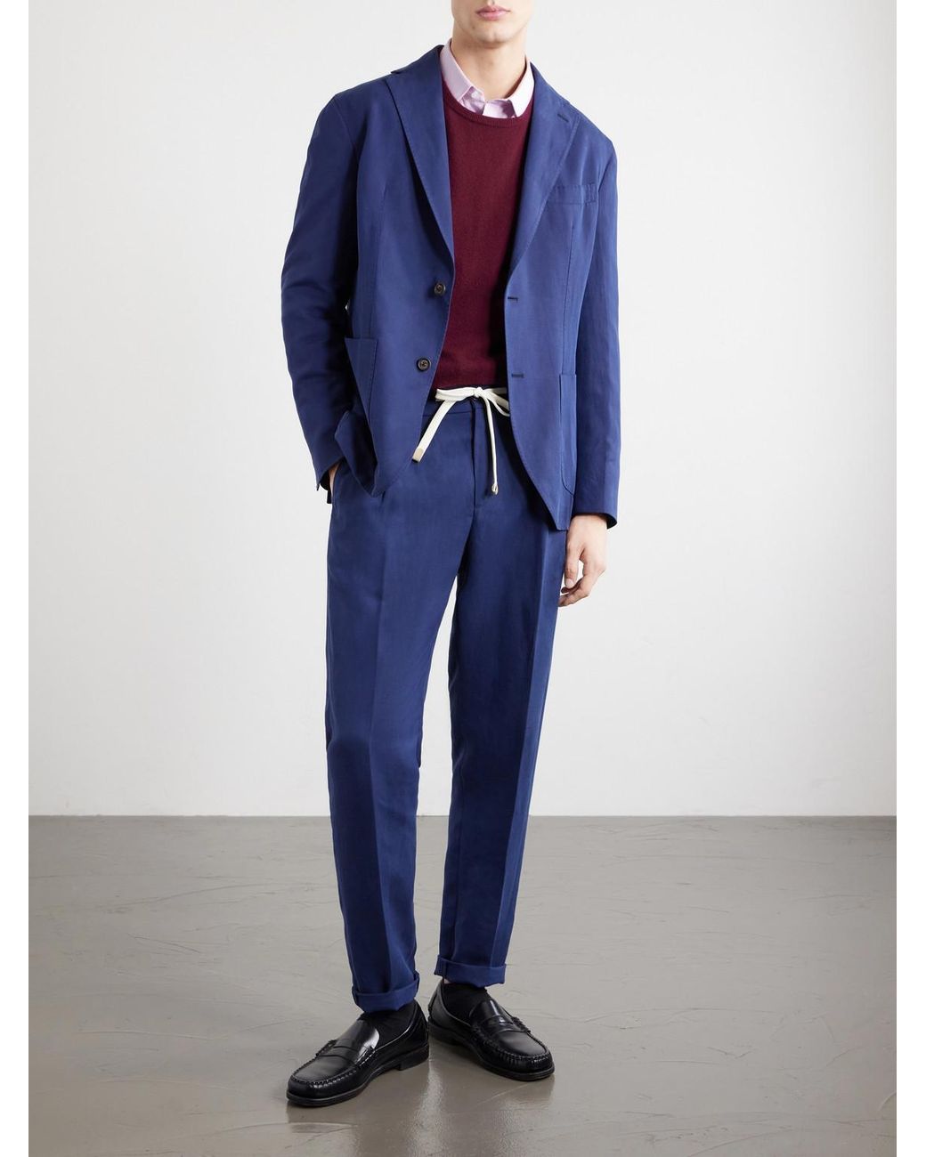 Eleventy Blue Lyocell And Linen-Blend Suit Jacket for men