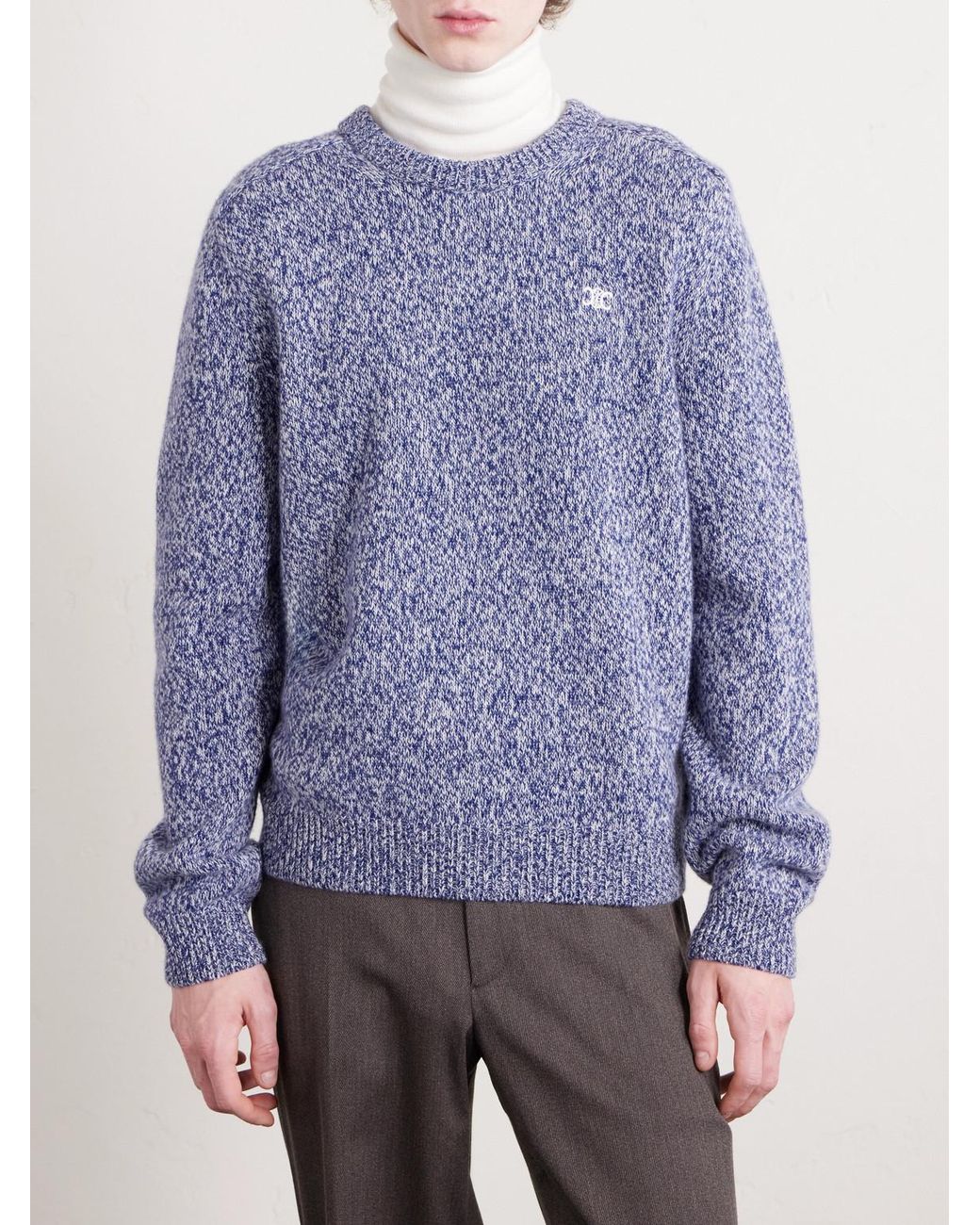 Wool And Cashmere-Blend Sweater di Céline in Blue da Uomo