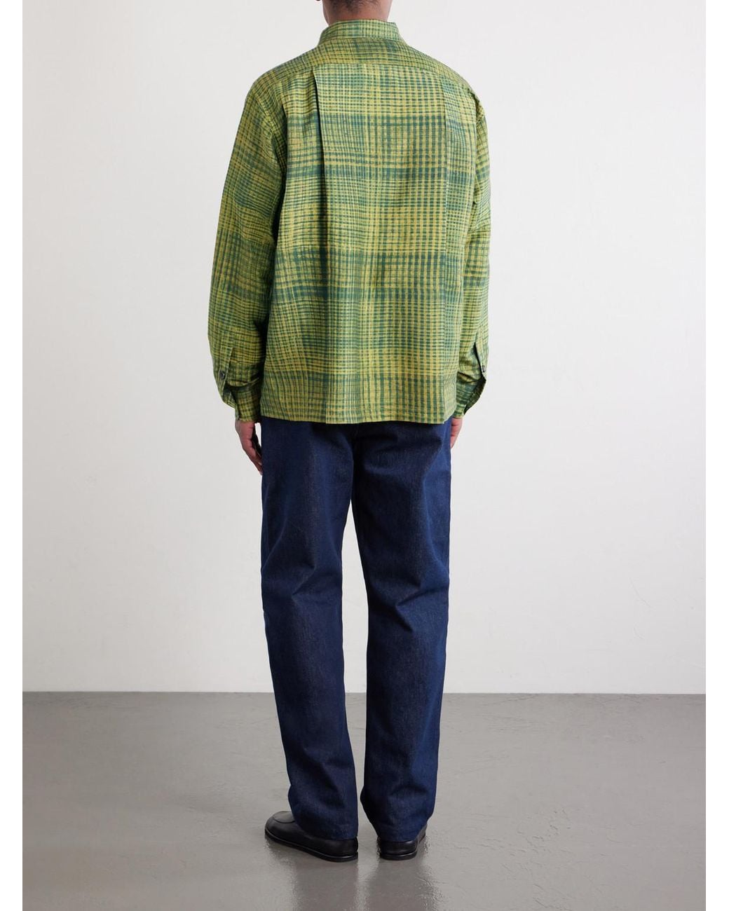 Kartik Research Green Pataudi Checked Silk Shirt for men