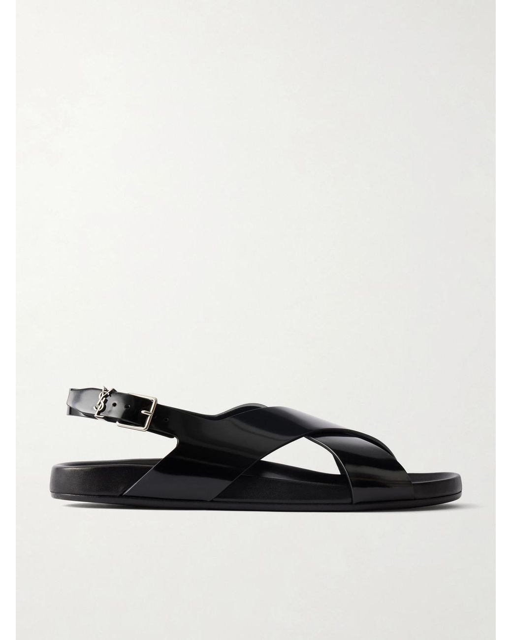 Saint Laurent Black Helios 10 Embellished Leather Sandals for men