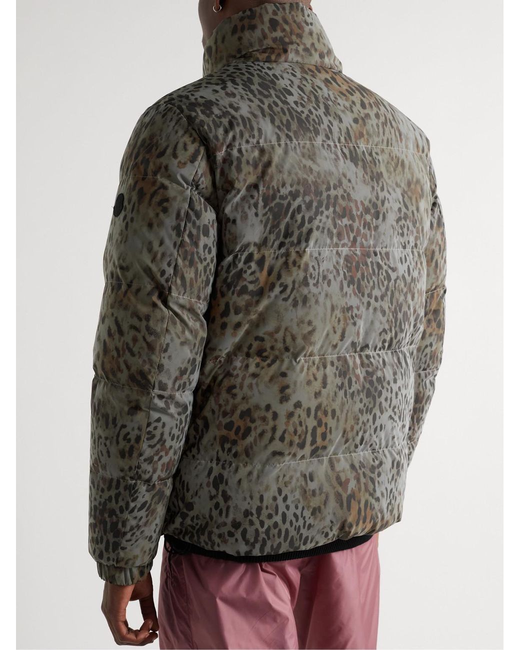 Moncler Genius Gray Moncler 1952 Reflective Reversible Cheetah-Print Shell Down Jacket for men