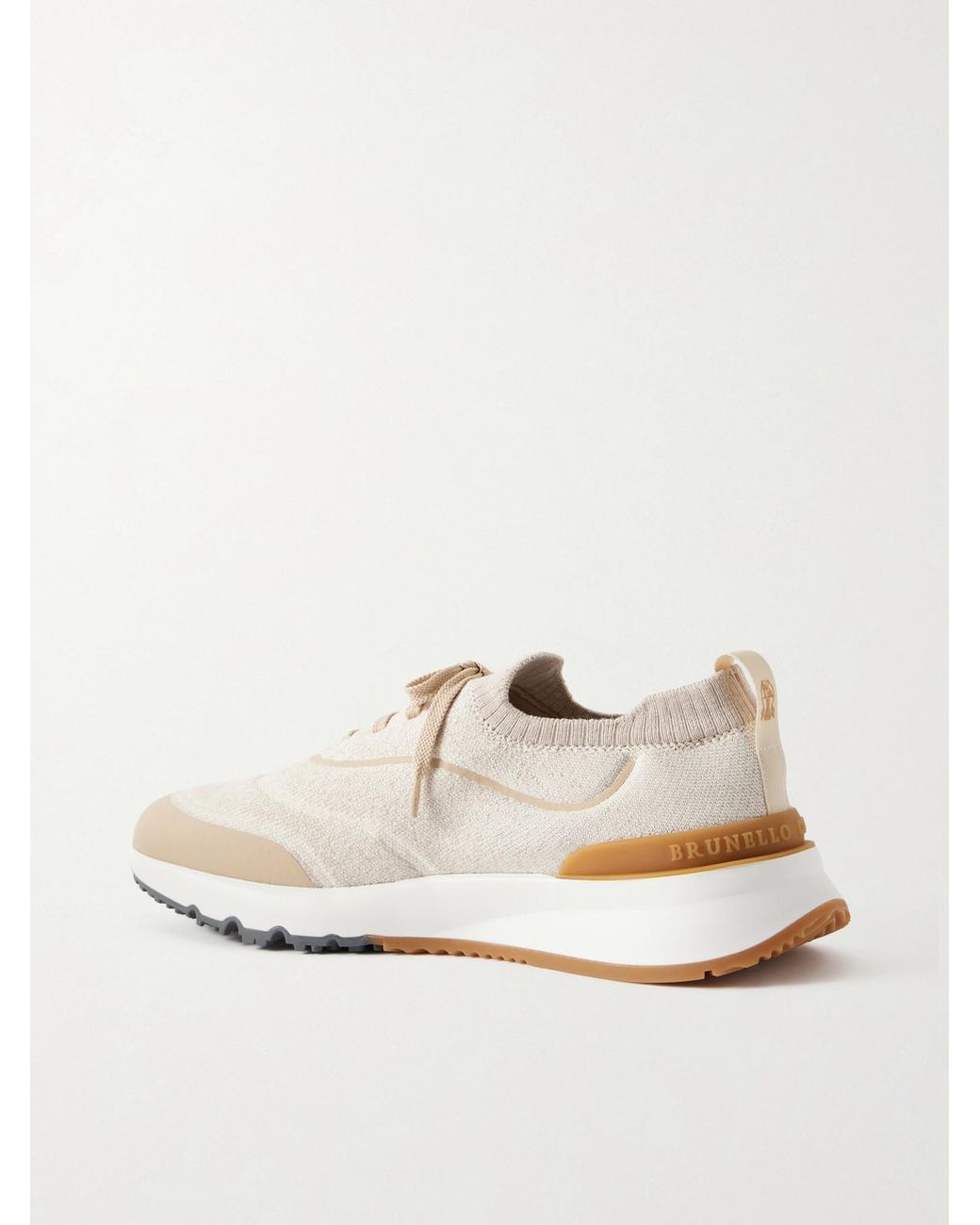 Brunello Cucinelli White Stretch-knit Sneakers for men