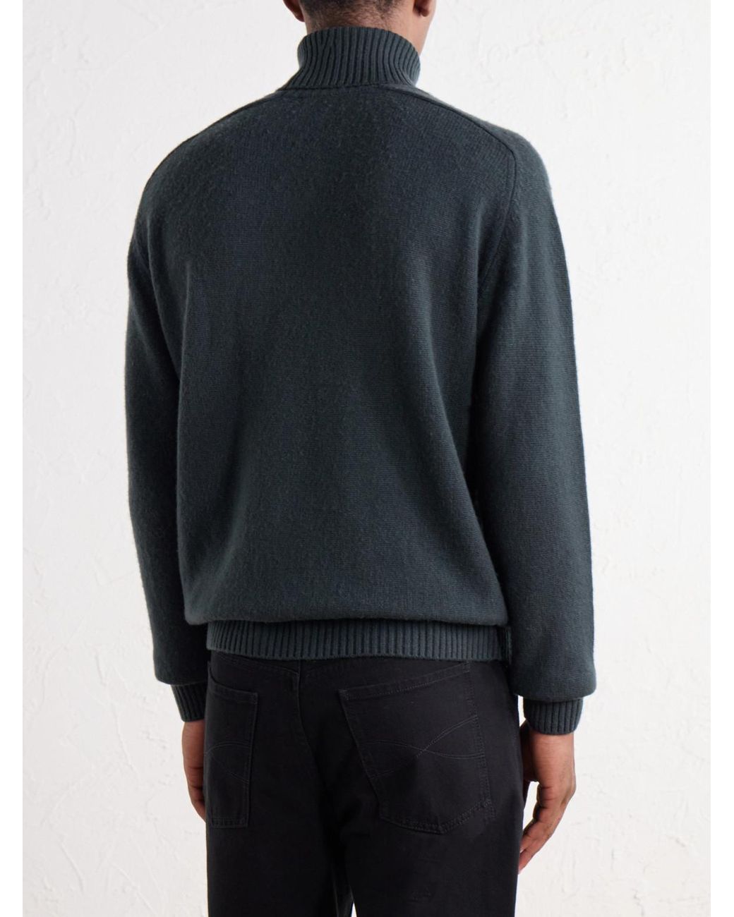 Boglioli Blue Virgin Wool And Cashmere-Blend Rollneck Sweater for men